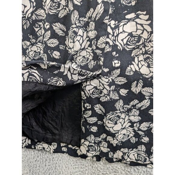 Talbots Dress Womens 4 Roses Boho Floral Black White Cotton Stretch Pockets - Picture 12 of 16